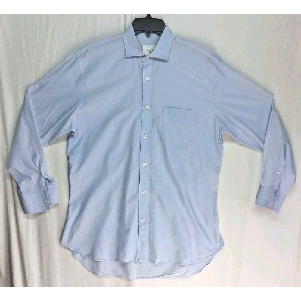 Billy Reid Men L 16.5 Made In Italy Blue Button Up Dress Shirt Spring Formal
